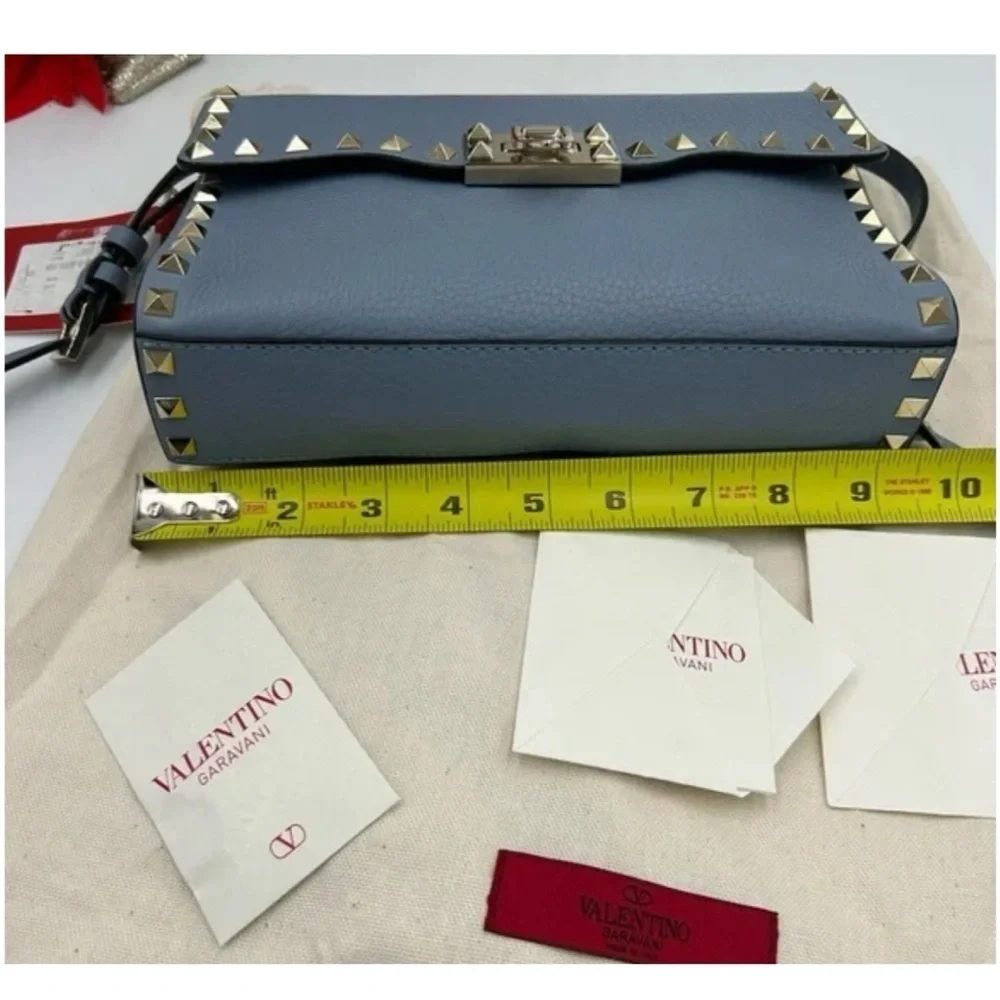 Valentino Garavani Women's Blue Studded calf skin Crossbody bag made Italy